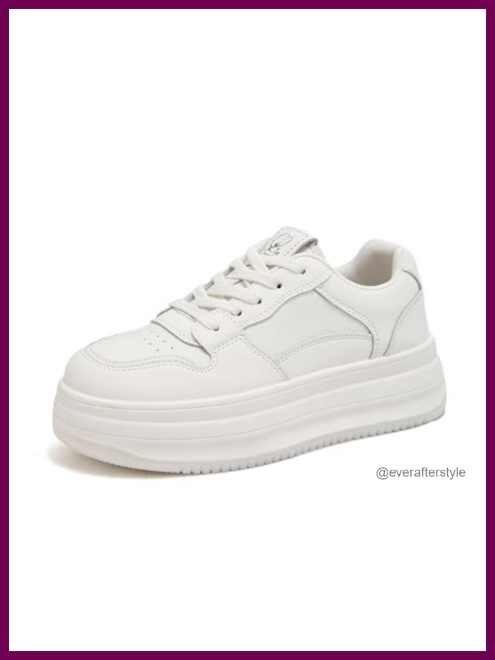 Women's Chunky Platform Fashion Sneakers PU Leather Lace-Up Walking Shoes